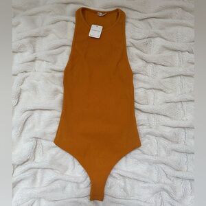 NWT Intimately Free People ribbed bodysuit mustard yellow XS BRAND NEW